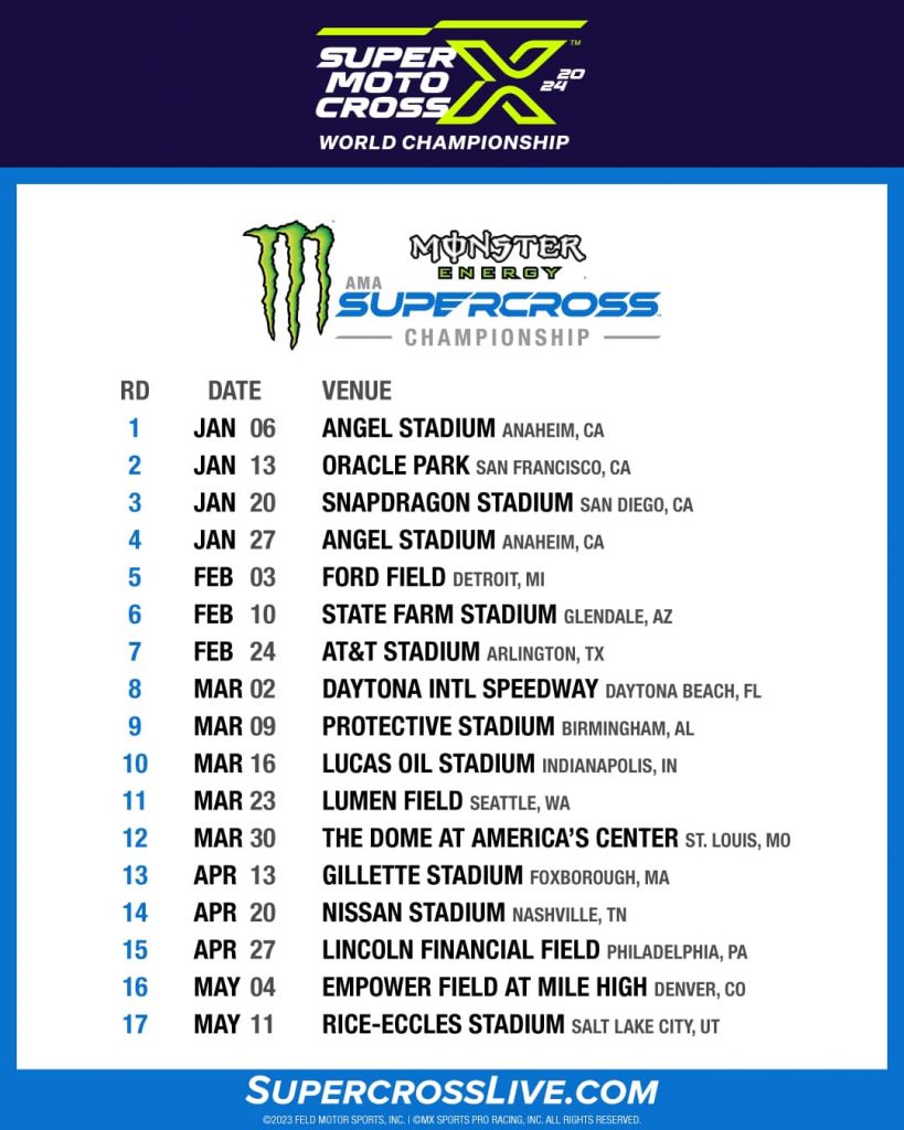 AMA les calendriers Supercross & Motocross 2024 dévoilés